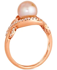 Le Vian Pink Freshwater Pearl (8mm) & Nude Diamond (1/4 ct. t.w.) Twist Ring in 14k Rose Gold