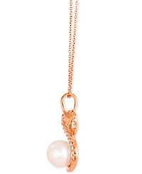 Le Vian Pink Freshwater Pearl (8mm) & Nude Diamond (1/10 ct. t.w.) Swirl Adjustable 20" Pendant Necklace in 14k Rose Gold