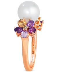Le Vian Vanilla Pearl (9-1/2mm), Multi-Gemstone (1-1/3 ct. t.w.), & Nude Diamond Accent Flower Ring in 14k Rose Gold