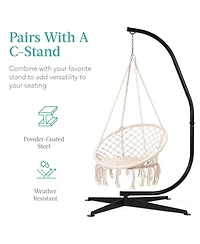 Best Choice Products Handwoven Cotton Macrame Hammock Hanging Chair Swing for Indoor & Outdoor Use w/ Backrest