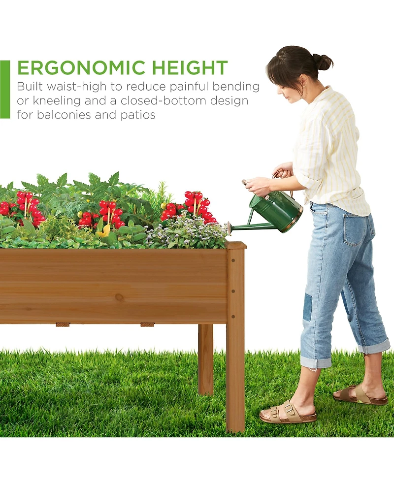 Best Choice Products 34x18x30in Raised Garden Bed, Elevated Wood Planter Box for Kids, Patio w/ Bed Liner