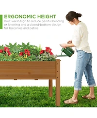 Best Choice Products 34x18x30in Raised Garden Bed, Elevated Wood Planter Box for Kids, Patio w/ Bed Liner