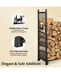 Skonyon 4 Feet Firewood Rack Stand with Mesh Sides
