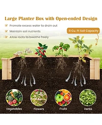Skonyon 49 x 49 x 10 Inch Raised Garden Bed with Compost Bin and Open-ended Bottom-Natural