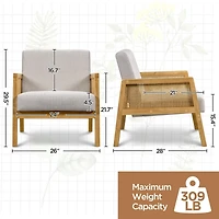 Yaheetech Fabric Upholstered Accent Chair with Rattan Sides