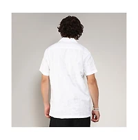 Men's Chalk White Embroidered Heathered Shirt