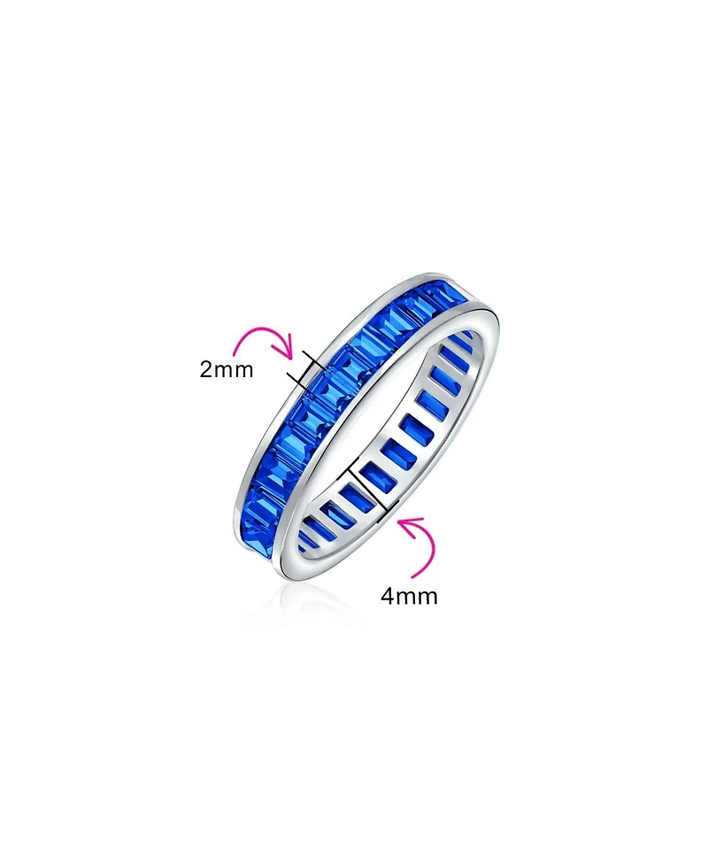 Bling Jewelry Cubic Zirconia Channel Set Rectangle Baguette Cz Eternity Ring Band Yellow Gold Plated .925 Sterling Silver 4MM Stackable Rings