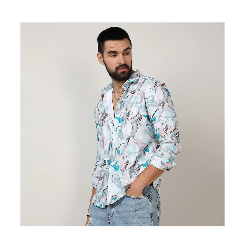 Men's Sky Blue & Ivory White Fluid Fade Shirt