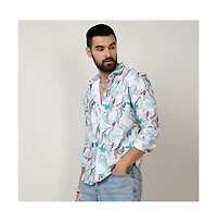 Men's Sky Blue & Ivory White Fluid Fade Shirt