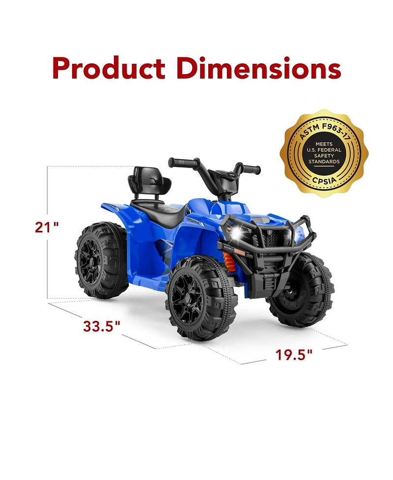 Best Choice Products 12V Kids Ride-On Atv Quad w/ Bluetooth, 2.4mph Max, Treaded Tires, Led Lights, Radio