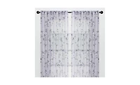 Chanasya Premium 2-Panel Floral Textured Sheer Curtain Panels - 3-in-1 Back Tab, Rod Pocket