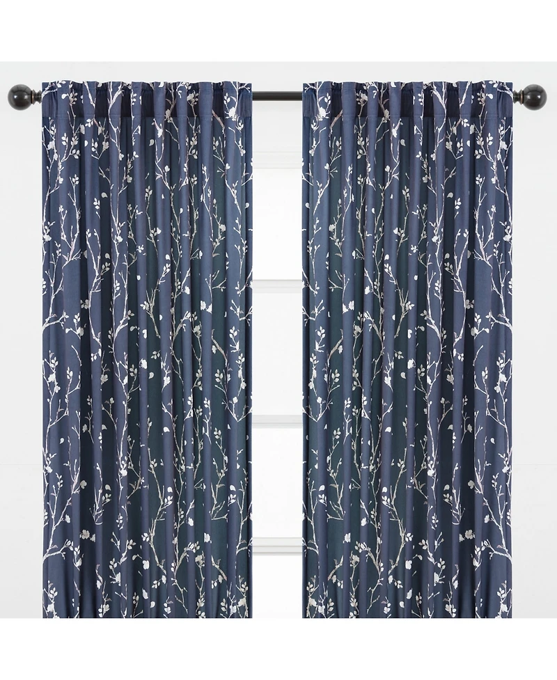 Chanasya Premium 2-Panel Sakura Cherry Tree Soft Velvet Curtains - 3-in-1 Back Tab, Rod Pocket, Ring Tab- for Windows Living Room Bedroom