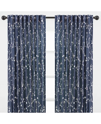 Chanasya Premium 2-Panel Sakura Cherry Tree Soft Velvet Curtains - 3-in-1 Back Tab, Rod Pocket, Ring Tab- for Windows Living Room Bedroom