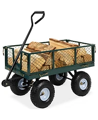 Best Choice Products Heavy-Duty Steel Garden Wagon Lawn Utility Cart w/ 400lb Capacity, Removable Sides, Handle - Gray
