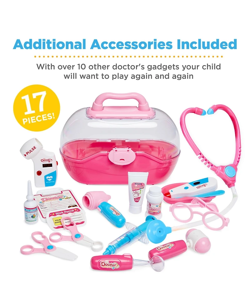 Best Choice Products Play Doctor Kit for Kids, Pretend Medical Station Set with Carrying Case, Mobile Cart
