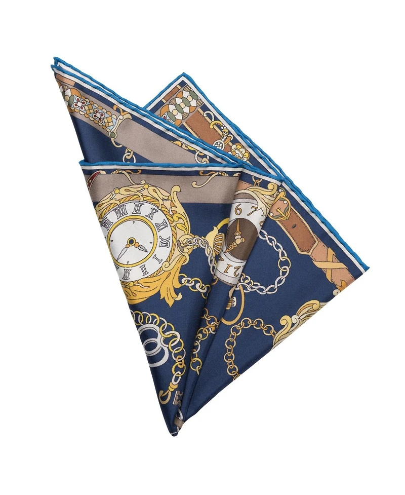 Elizabetta Men's Like Clockwork - Silk Pocket Square for Men