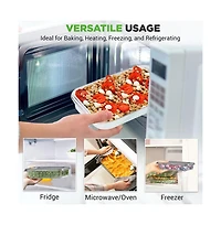 NutriChef 4 Sets of High Borosilicate Rectangular Glass Bakeware Set with Pe Lid (Red)