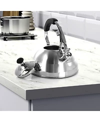 MegaChef 2.7 Quart Stovetop Whistling Kettle in Brushed Silver