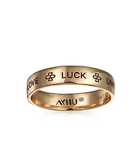 Bling Jewelry Ayllu Amulet Talisman Intertwine Symbol Heart Infinity Clover Love Luck Unity Band Ring Rose Gold Plated .925 Sterling Silver 4MM