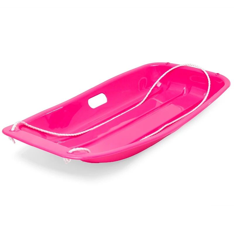 Best Choice Products 35in Kids Outdoor Plastic Sport Toboggan Winter Snow Sled Board w/ Pull Rope, 2 Handles
