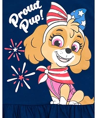 Paw Patrol Girls Skye July 4th Peplum T-Shirt and Twill Shorts Outfit Set to