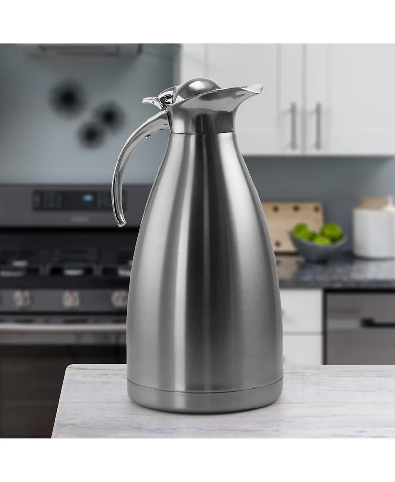 MegaChef 2 Quart Deluxe Stainless Steel Thermal Beverage Carafe for Coffee and Tea