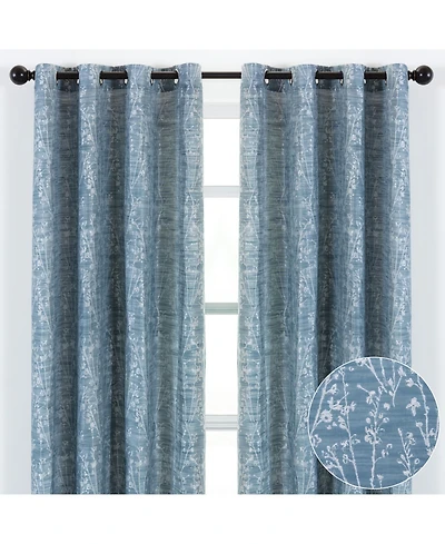 Chanasya Premium 2-Panel Floral Jacquard Textured Beige Curtains with Grommets for Windows Living Room Bedroom Office