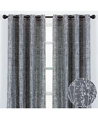 Chanasya Premium 2-Panel Floral Jacquard Textured Beige Curtains with Grommets for Windows Living Room Bedroom Office