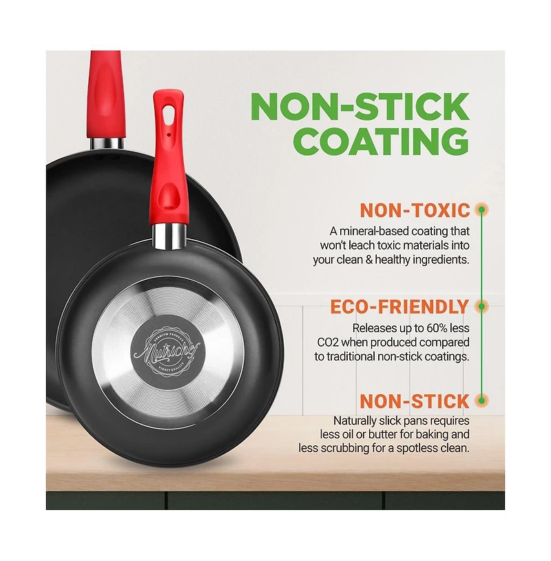 NutriChef Kitchenware Pots & Pans - High qualified Basic Kitchen Cookware Set, Non-Stick Bakeware with Utensils (21-Piece Set)