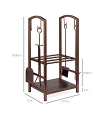 Best Choice Products 5-Piece Firewood Log Rack Holder Tools Set for Fireplace w/ Hook, Broom, Shovel, Tongs