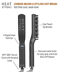 StyleCraft Professional Heat Stroke Corded Beard and Styling Hot Hair Brush with Cool Touch Tips