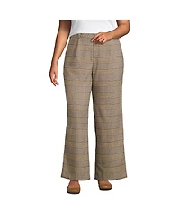 Lands' End Plus Brushed Flannel High Rise Pleated Wide Leg Pants