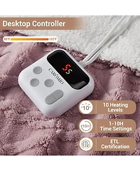 Caromio Twin Tufted Sherpa Electric Heated Throw Blanket, 62" x 84"