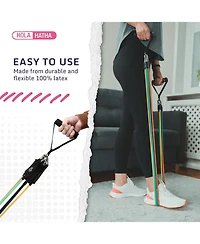 HolaHatha Resistance Band 110lb Maximum Workout Set with 5 Bands and 2 Handles