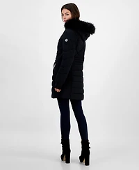 Michael Michael Kors Women's Faux-Fur-Trim Hooded Puffer Coat, Created for Macy's