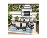 Pamapic 7-Piece Patio Dining Set with 6 Textilene Swivel Chairs