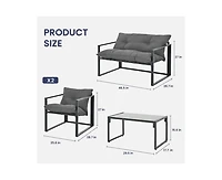 Pamapic 4-Piece Metal Outdoor Patio Conversation Set with Cushions