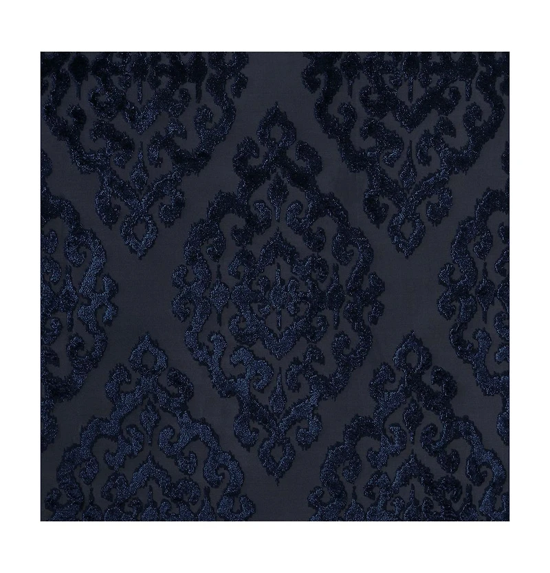 Mirage Knitted Jacquard Damask Total blackout curtains for bedroom, Silver grommet top fit up to 1.25 inches rod Single Curtain Panel for Living Room