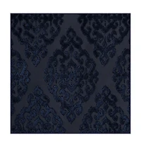 Mirage Knitted Jacquard Damask Total blackout curtains for bedroom, Silver grommet top fit up to 1.25 inches rod Single Curtain Panel for Living Room