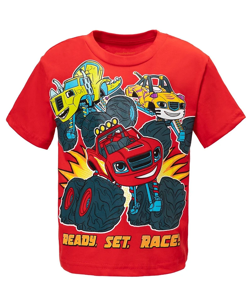 Blaze and the Monster Machines Little Boys Pullover T-Shirt Tank Top Bike Shorts French Terry 3 Piece Outfit Set