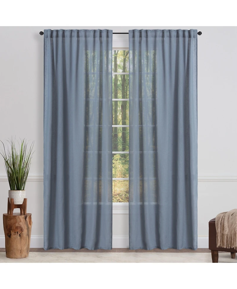 Chanasya Premium 2-Panel Faux Belgian Flax Textured Semi Sheer Curtains