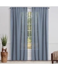 Chanasya Premium 2-Panel Faux Belgian Flax Textured Semi Sheer Curtains