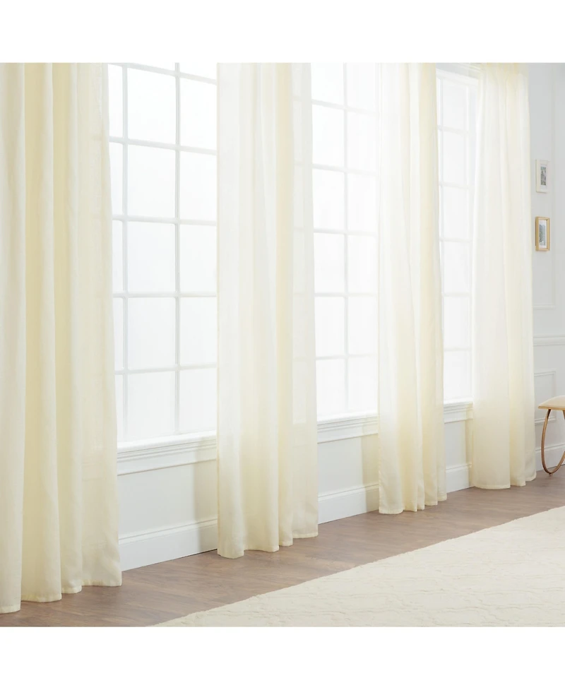 Chanasya Premium 2-Panel Faux Belgian Flax Textured Semi Sheer Curtains
