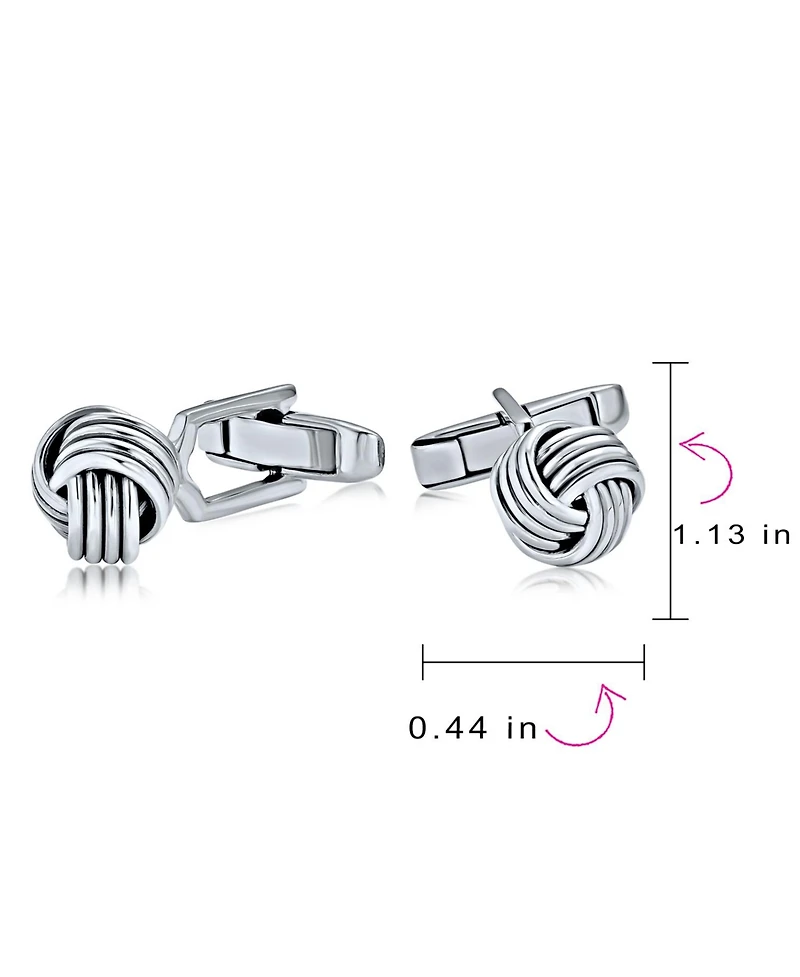 Bling Jewelry Twist Love Knot Woven Braided Cable Ball Shirt Cufflinks Executive Groom Gift .925 Sterling Silver Hinge Bullet Back