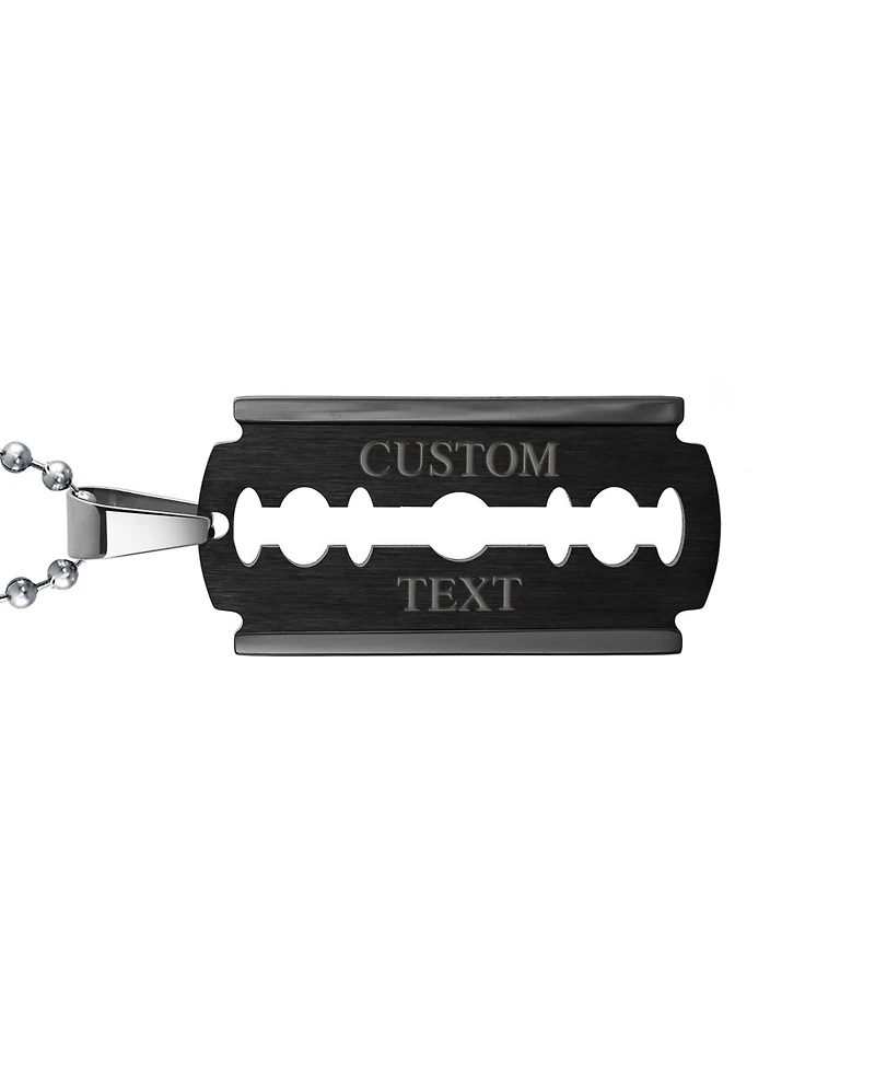 Bling Jewelry Hip Hop Biker Jewelry Large Razor Blade Dog Tag Pendant Necklace Black Silver Gold Tone Stainless Steel 20 Inch Ball Chain