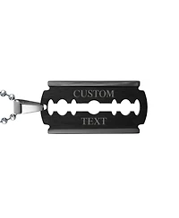 Bling Jewelry Hip Hop Biker Jewelry Large Razor Blade Dog Tag Pendant Necklace Black Silver Gold Tone Stainless Steel 20 Inch Ball Chain