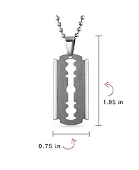 Bling Jewelry Hip Hop Biker Jewelry Goth Punk Rock Large Razor Blade Dog Tag Pendant Necklace Black Silver Gold Tone Stainless Steel 20 Inch Ball Chai