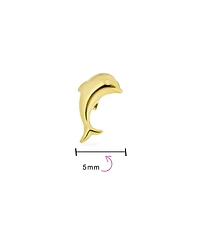 Bling Jewelry Tiny Mini Minimalist Nautical Tropical Ocean Marine Life 14K Yellow Gold Dolphins Cartilage Ear Lobe Piercing 1 Piece Stud Earring Safet