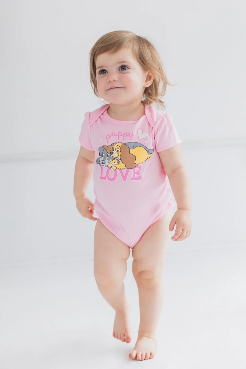 Bambi Baby Girls 101 Dalmatians Dumbo Lady and the Tramp 5 Pack Bodysuits
