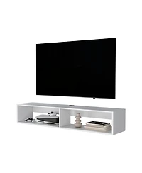 Fm Furniture Central Floating media rack in melamine with two shelves,white